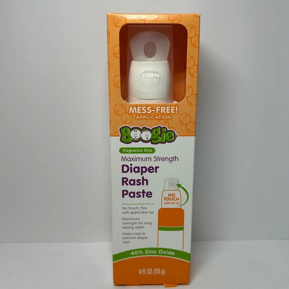 Boogie Maximum Strength Diaper Rash Paste 40% Zinc Oxide Mess-Free 4oz New
